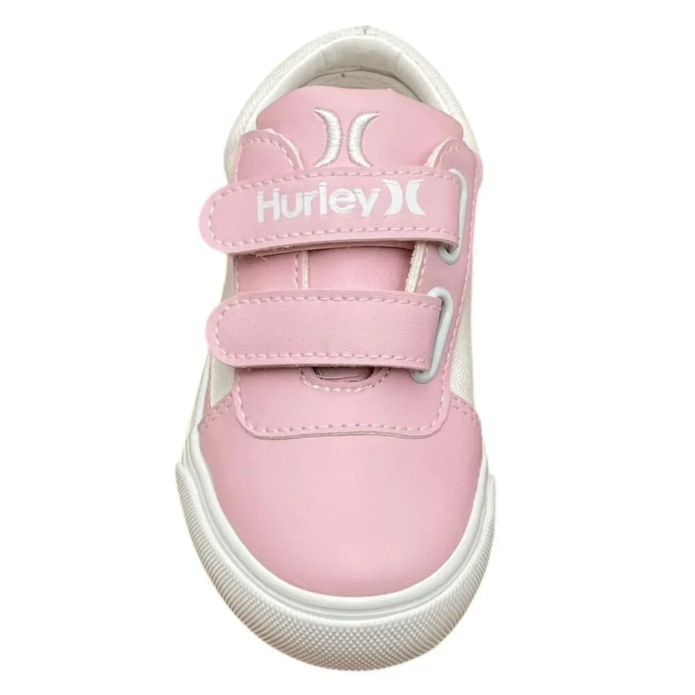 Hurley Toddler Girls Slip-on Canvas Sneakers Size 9-10 Pink-White Casual Comfort